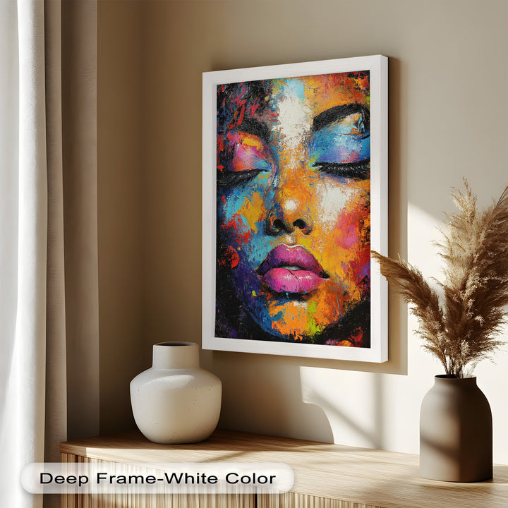 Chromatic Reverie – Bold Female Portrait in Abstract Oil Painting