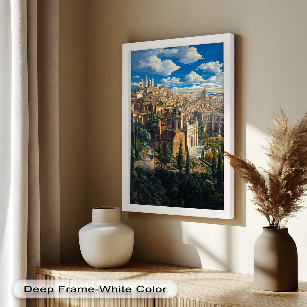 Sunlit Heights of Rome – Classical Cityscape Renaissance Oil Painting