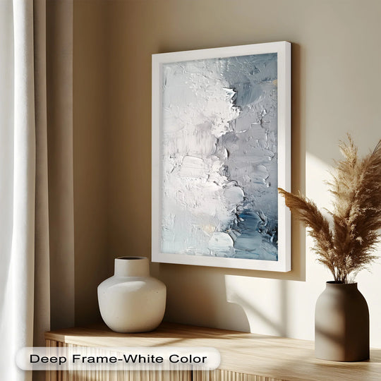 Heavy surface texture defines this abstract oil painting, adding depth to its greyscale palette and giving a tactile quality to this modern oil painting art.