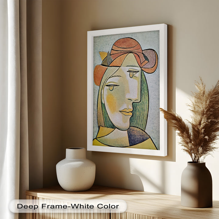 Soft Gaze of Solitude – Abstract Female Portrait Picasso Oil Painting