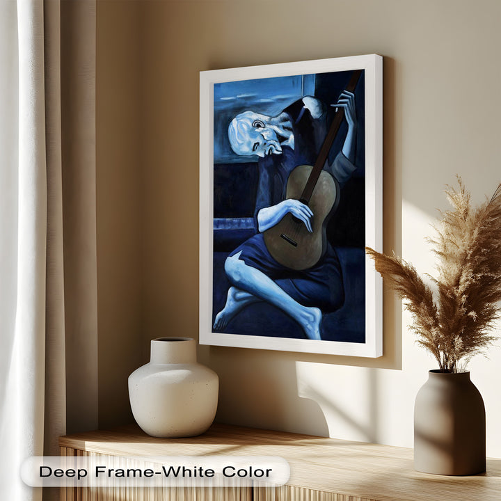 Melancholy Strings – Blue Period-Inspired Guitarist Oil Painting