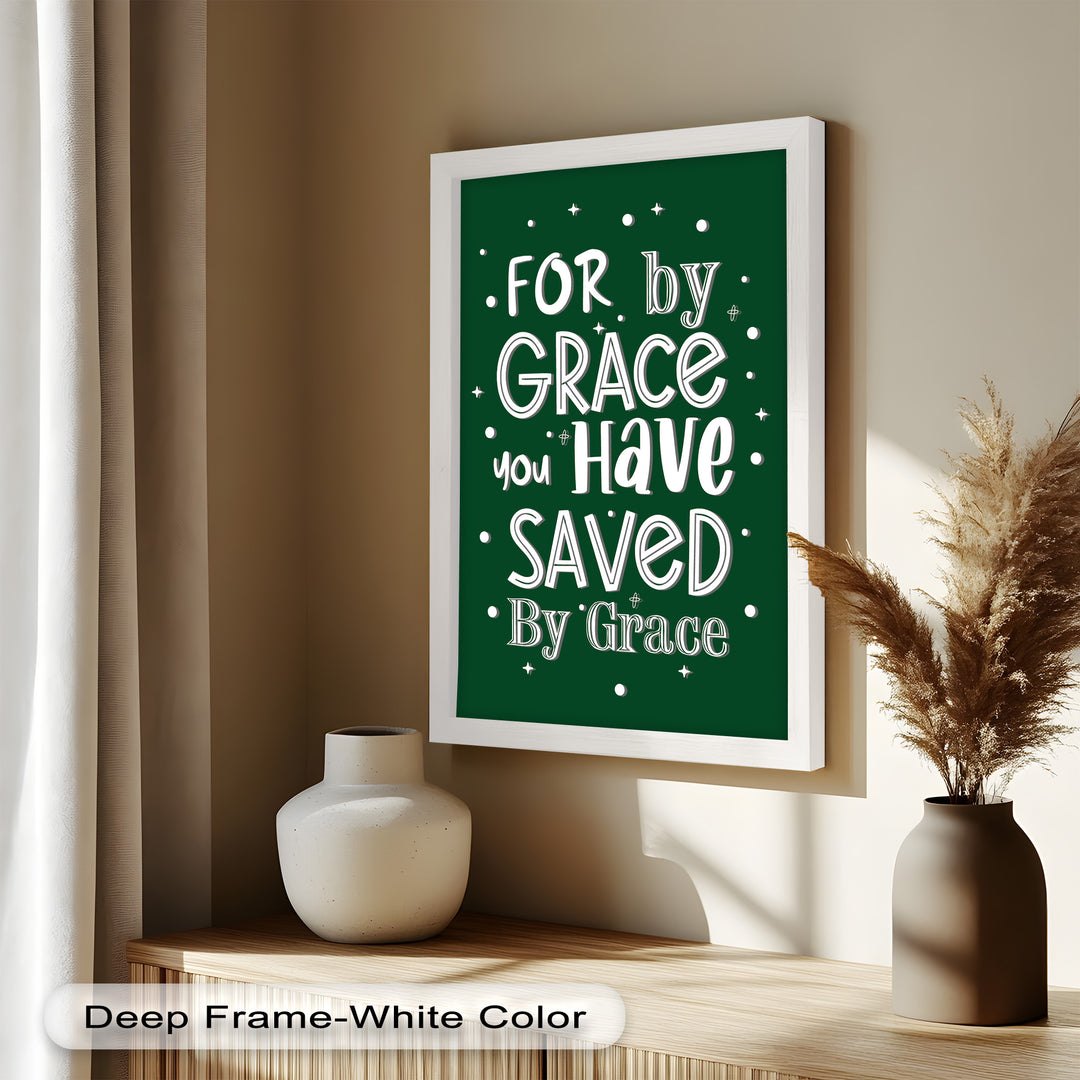 Saved by Grace – Christian Bible Verse Oil Painting