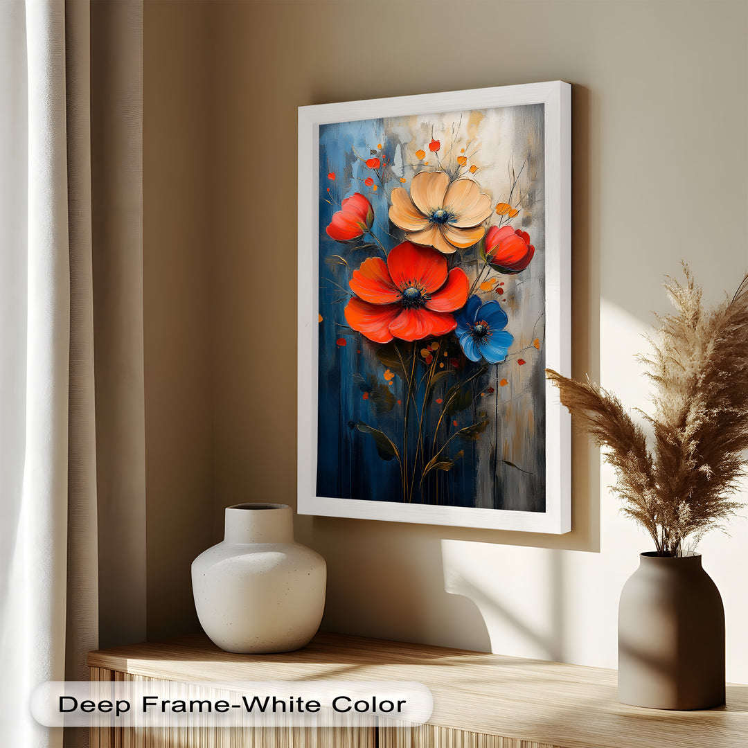 Colorburst Petals – Bold Poppy Bouquet Flower Oil Painting