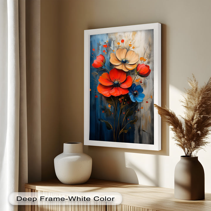 Colorburst Petals – Bold Poppy Bouquet Flower Oil Painting
