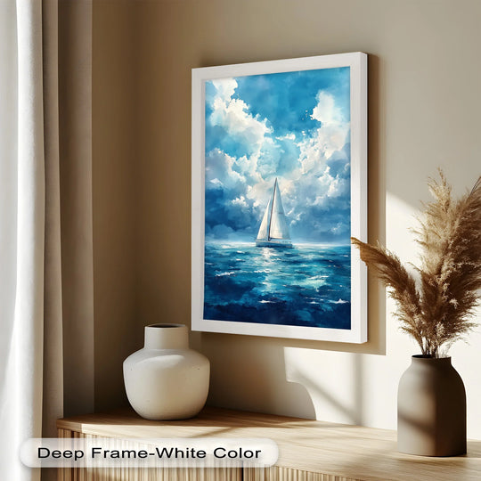 Blue Sky – White Sailboat Oil Painting - MyPhotoStation