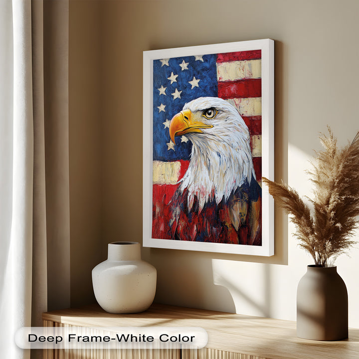 Amerikanischer Weißkopfseeadler Portrait - Patriotisches Ölgemälde