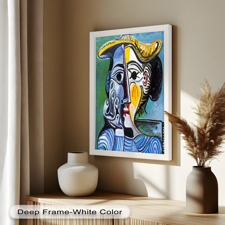 Striped Elegance – Picasso Cubist Portrait Oil Painting