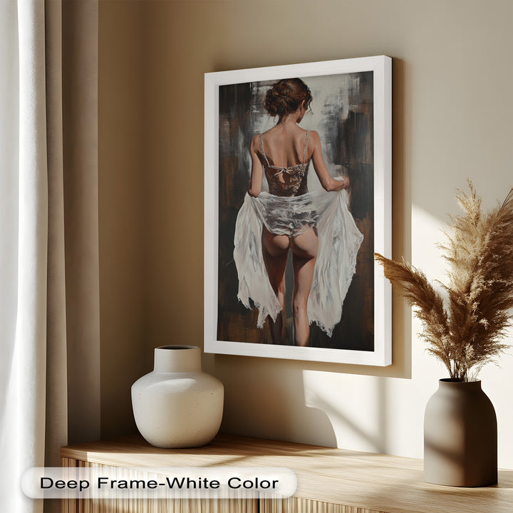 Soft Steps in Lace – Romantic Figurative Nude Oil Painting