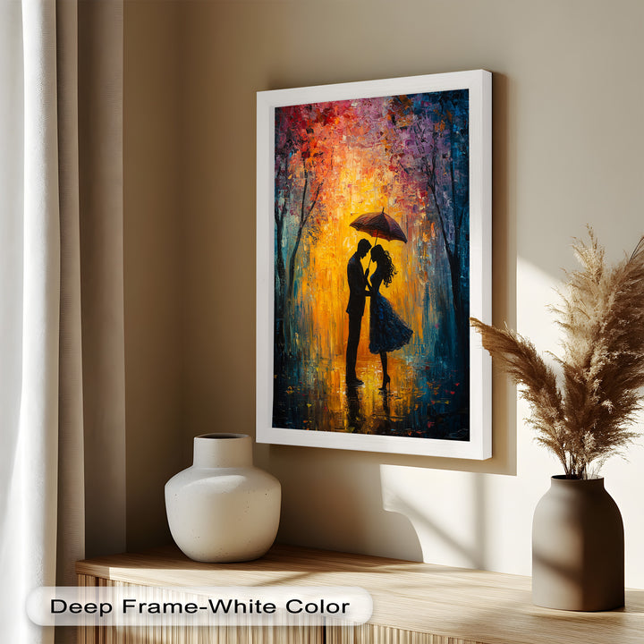 Lovers Under Autumn Glow – Romantic Couple Oil Painting