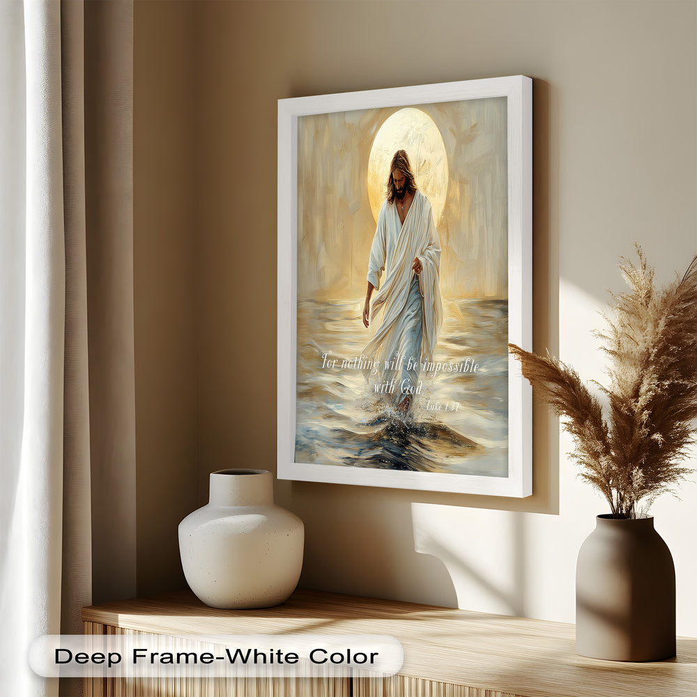 Faith and Miracles – Jesus Walking on Water Biblical Painting
