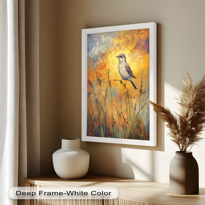 Twilight Songbird – Expressive Bird Oil Painting
