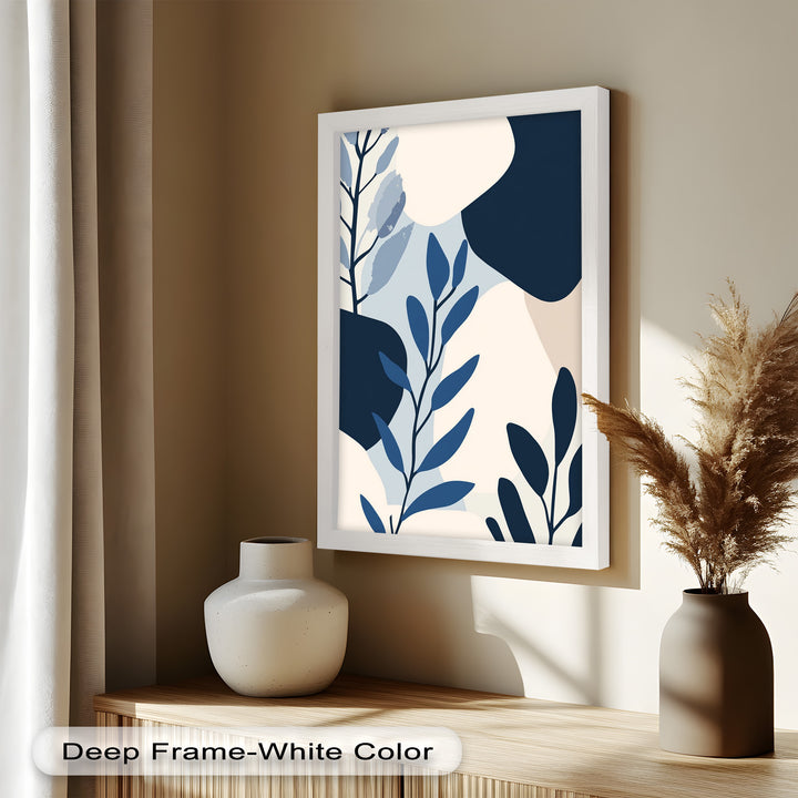 Indigo Serenity – Minimalist Botanical Oil Painting
