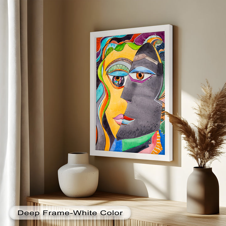 Dual Visions – Vibrant Abstract Faces Picasso Oil Painting