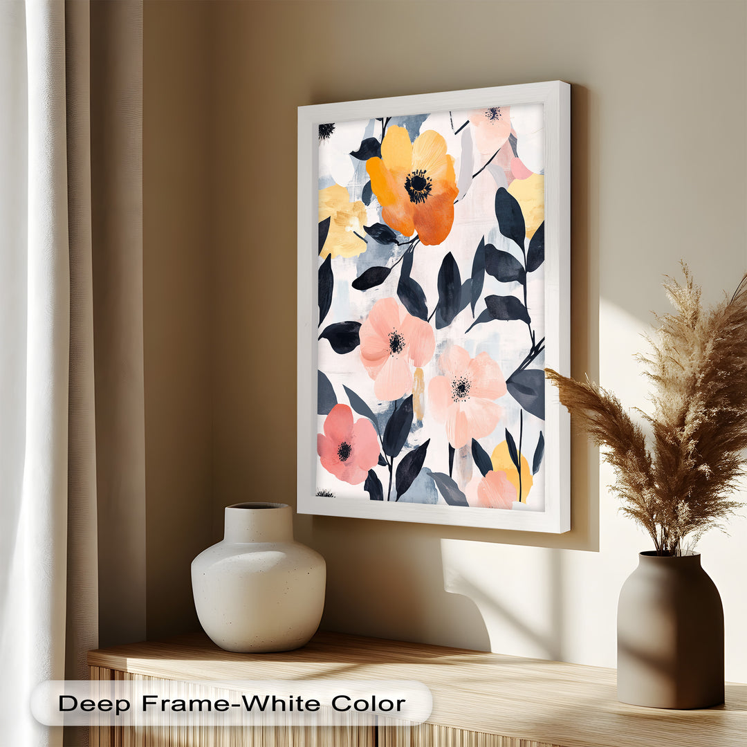 Soft Harmony – Peach and Mustard Floral Oil Painting