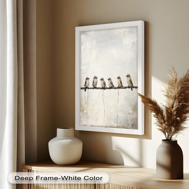 Six Birds in Stillness – Animal Oil Painting