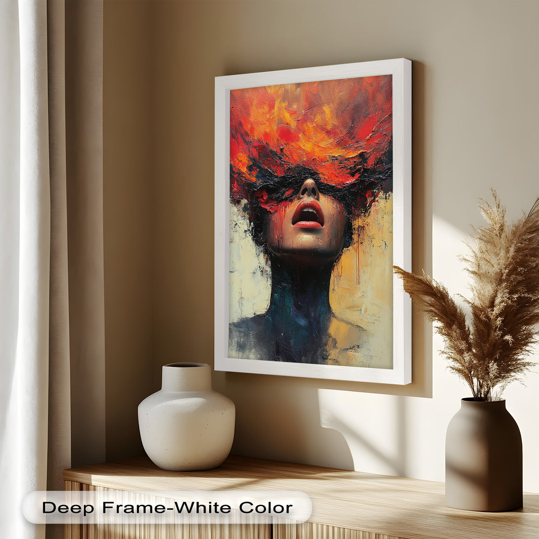 Inferno Within – Fiery Emotional Expression Abstract Oil Painting