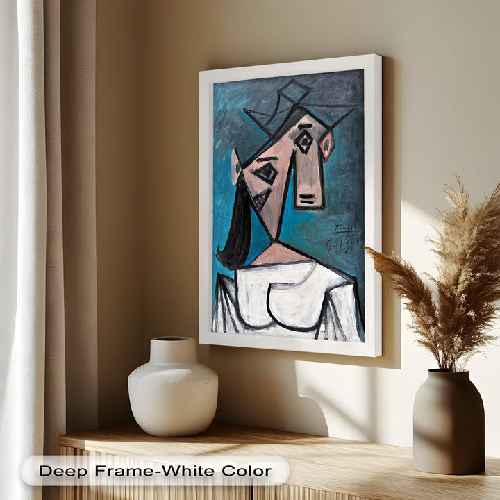 Angular Expression – Cubist Woman in White Dress Picasso Oil Painting