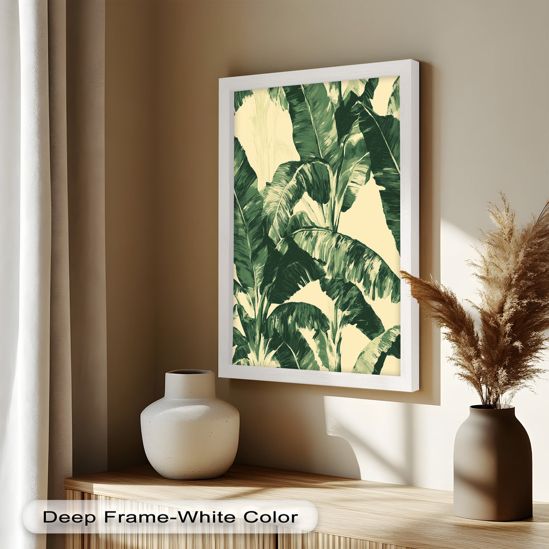 Bananenblatt-Botanische Kunst – Gerahmtes Ölgemälde