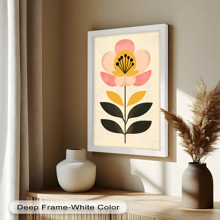 Mid-Century Bloom – Retro Floral Minimalist Wall Art Oil Painting