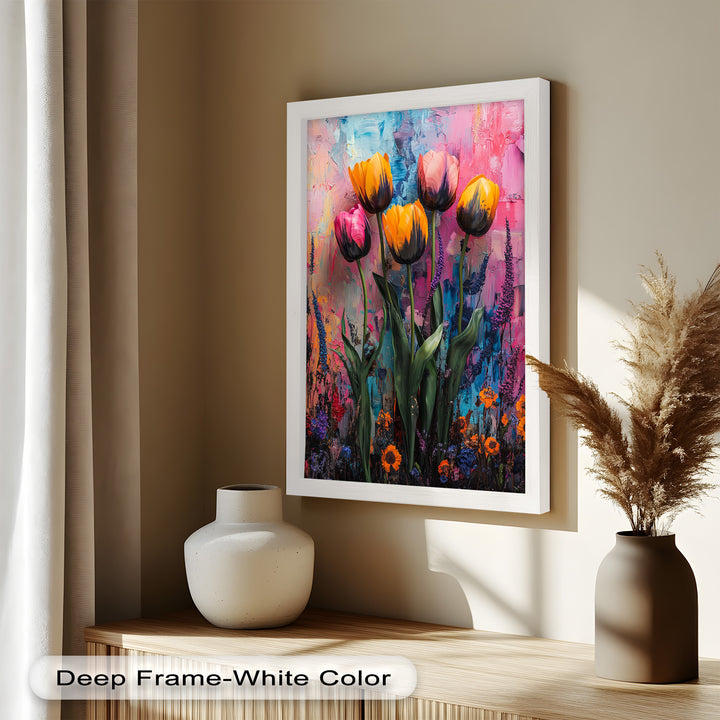 Colorful Tulip Garden - Flower Oil Painting