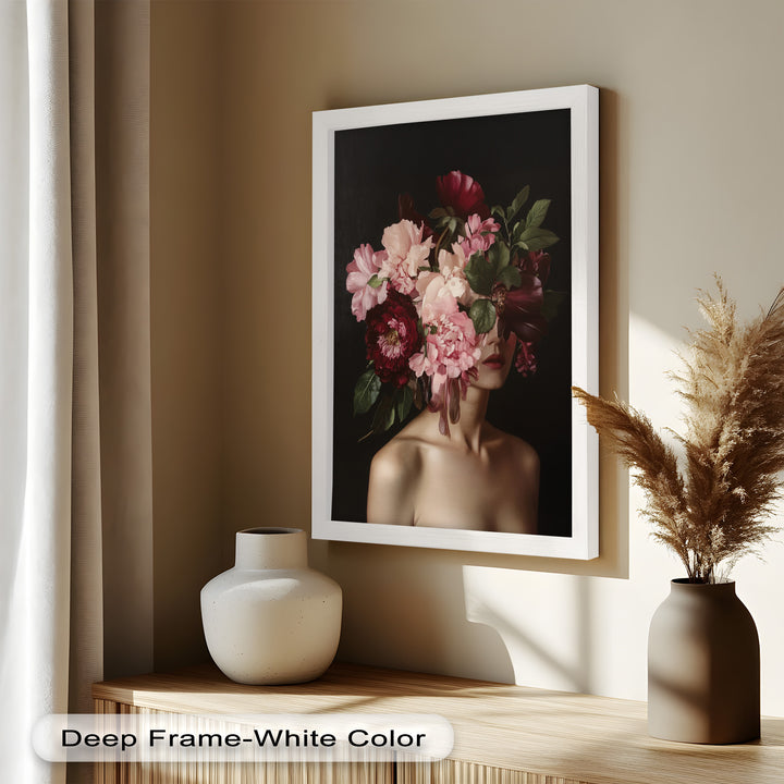 Blossom Veil – Romantic Floral Portrait Oil Painting