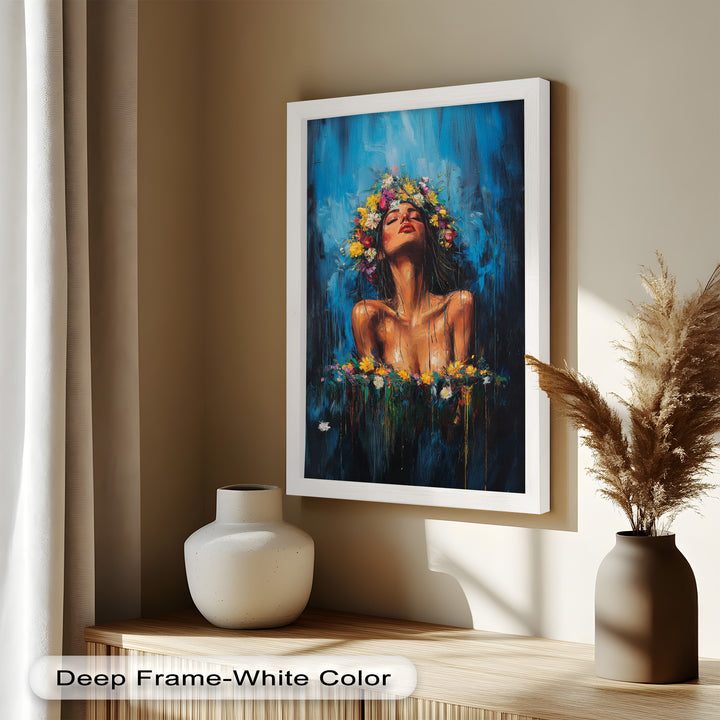 Floral Reverie – Ethereal Woman with Flower Crown Oil Painting