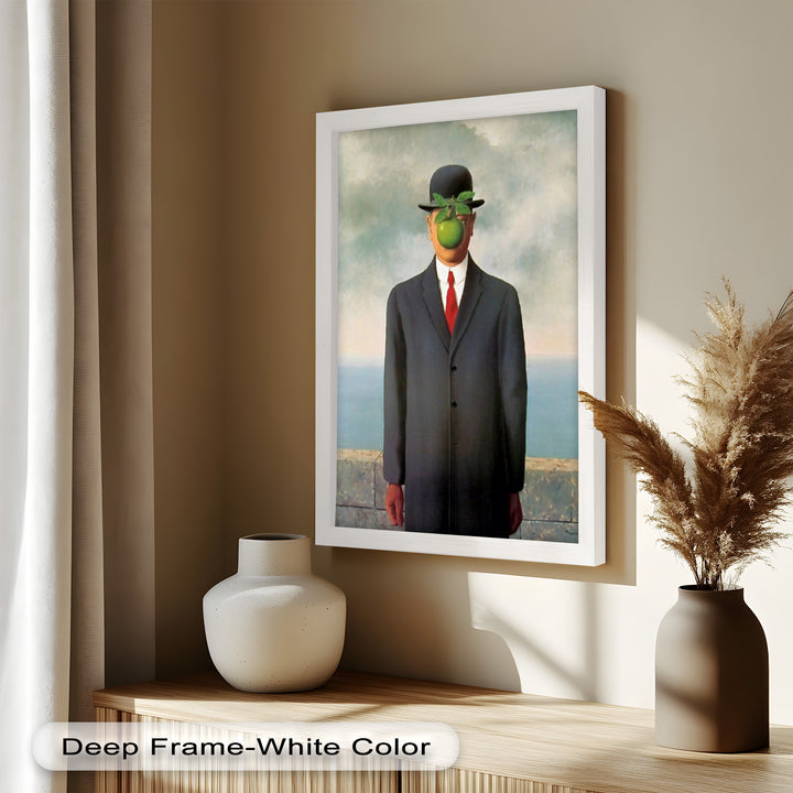 The Hidden Face – Surrealist Gentleman with Green Apple Oil Painting