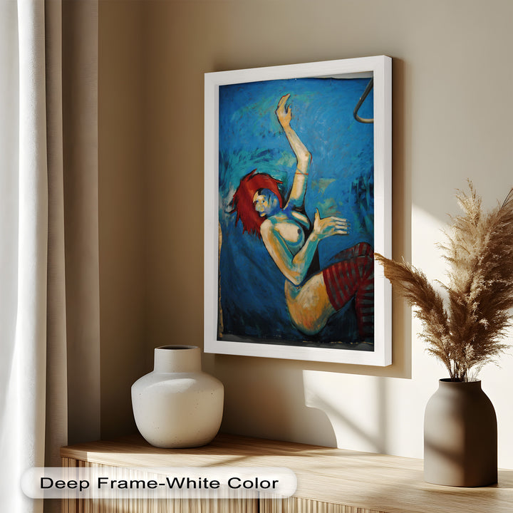 Descent in Blue – Expressionist Female Nude Picasso Oil Painting