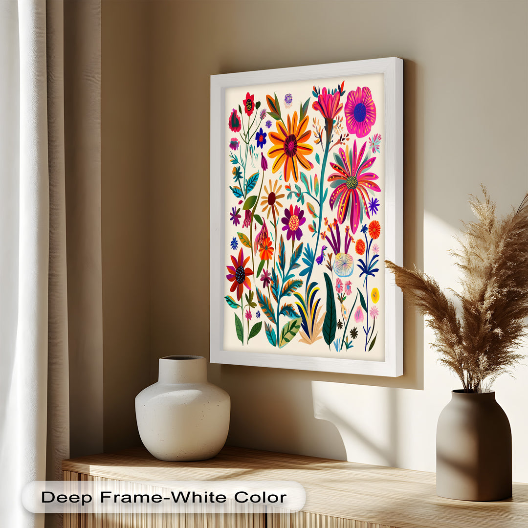 Wild Bloom Symphony – Vibrant Botanical Oil Painting