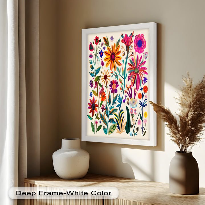 Wild Bloom Symphony – Vibrant Botanical Oil Painting