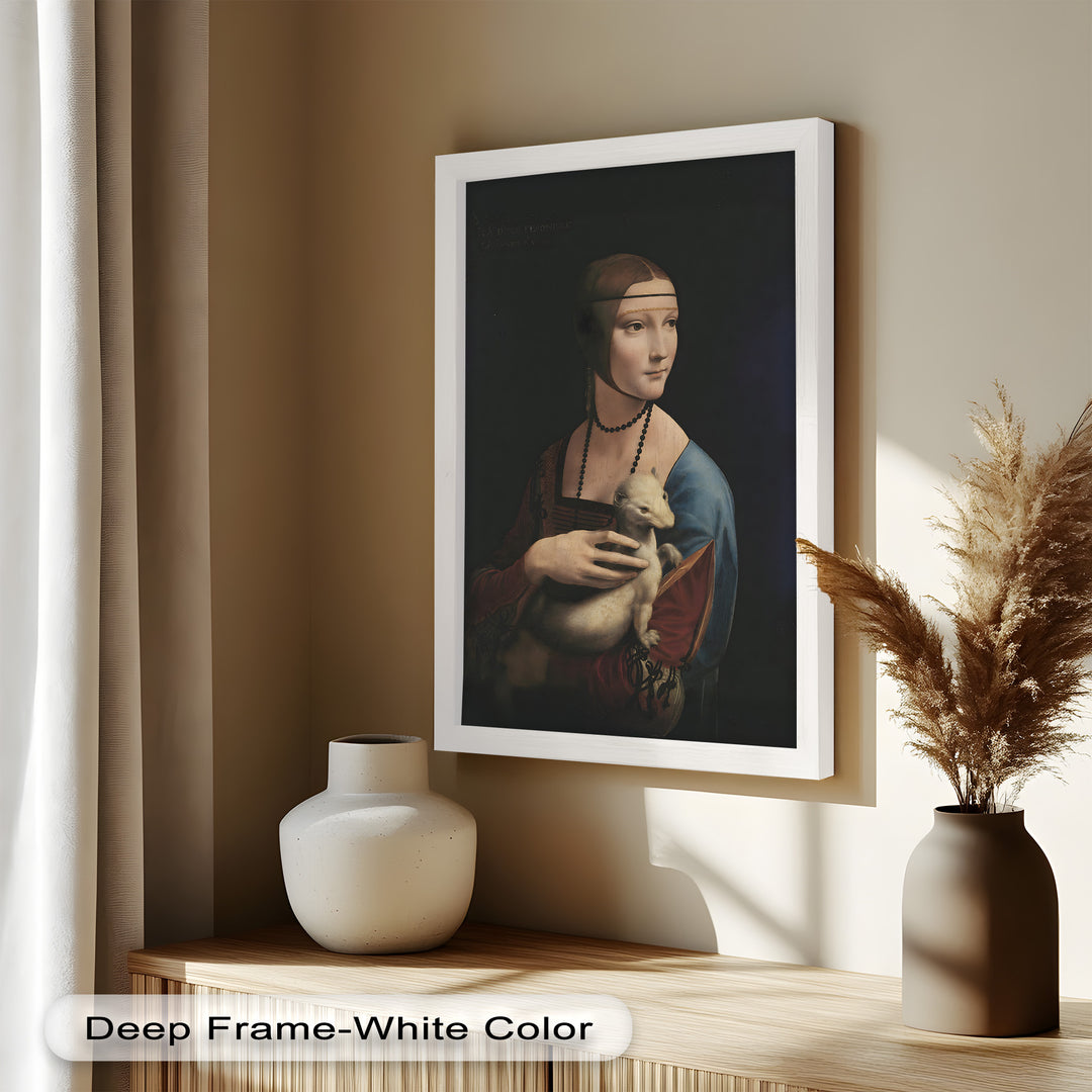 Dame mit Hermelin – Renaissance Portrait Historisches Ölgemälde