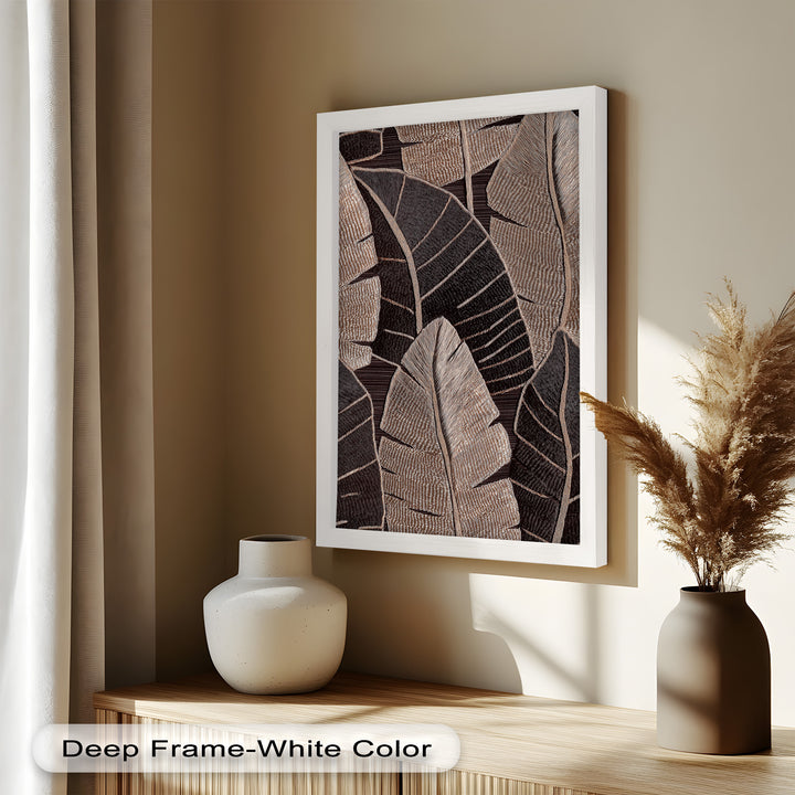 Tactile Tropics – Brown Leaf Composition Flower Oil Painting