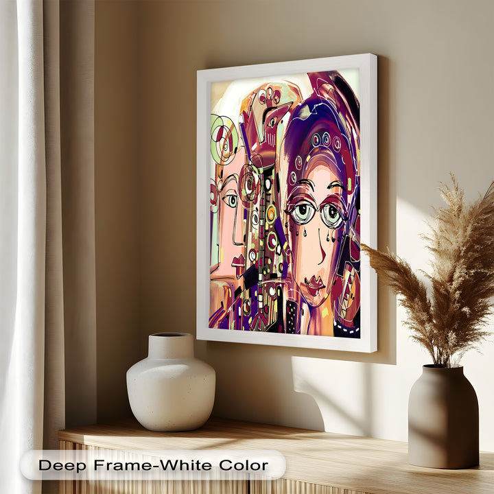 Whispers in Color – Dual Faces with Expressive Eyes Picasso Oil Painting