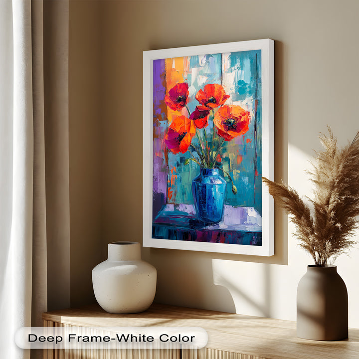 Crimson Blooms – Poppy Flower Oil Painting