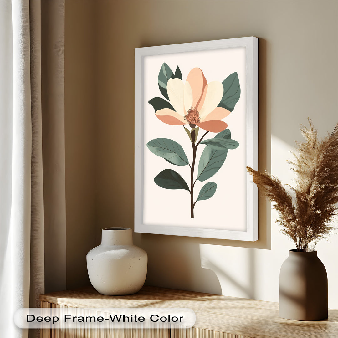Minimal Magnolia – Elegantes botanisches Ölgemälde