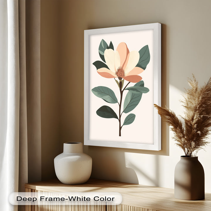 Minimal Magnolia – Elegantes botanisches Ölgemälde