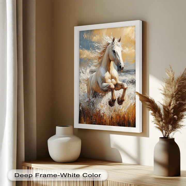 Spirit of the Wind – White Horse Oil Painting