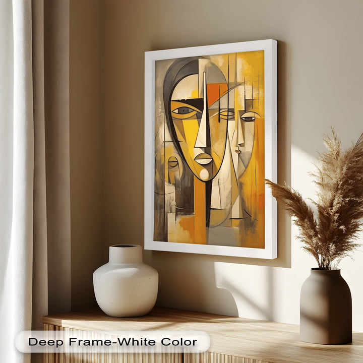 Amber Contours – Abstract Portrait Series in Picasso Oil Painting