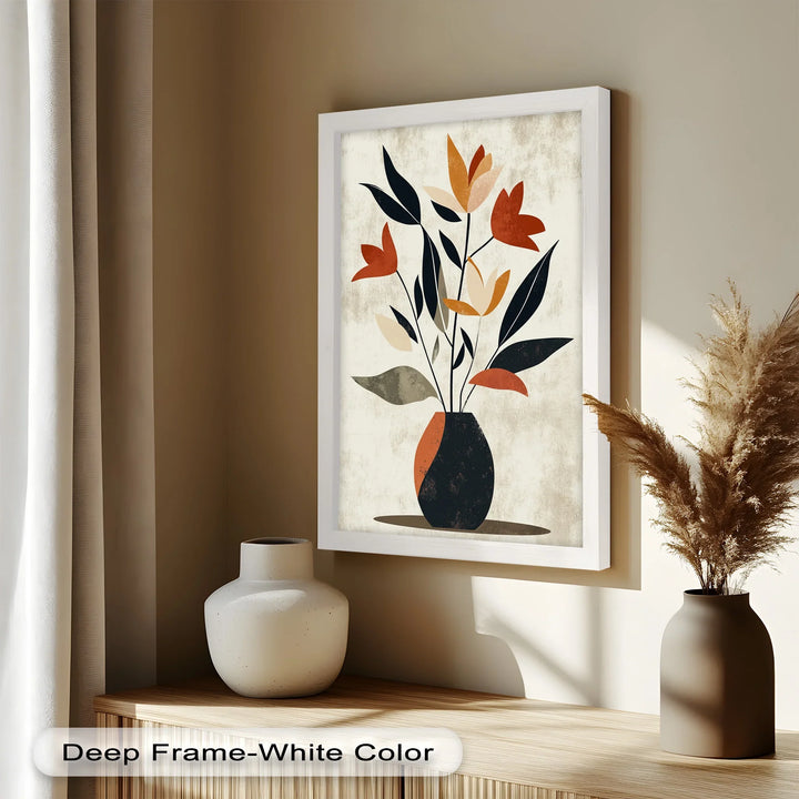 Earthy Boho Floral – Modern Abstract Vase Oil Painting - MyPhotoStation