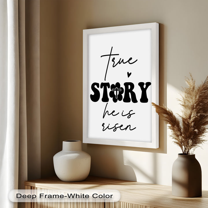 Minimalist Christian Oil Painting – “He is Risen” Easter Wall Art
