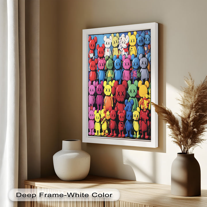 KAWS Rainbow Parade – Mehrfarbiges Pop-Art-Ölgemälde