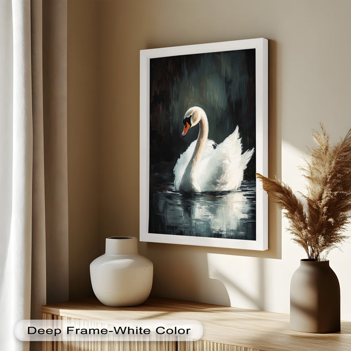 Solitary Grace – White Swan Oil Painting