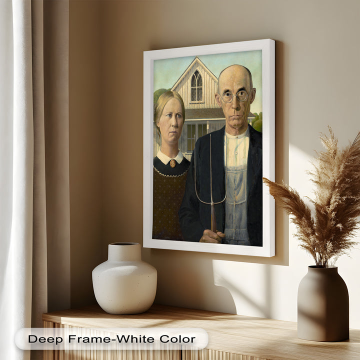American Gothic – Ikonisches Porträt des Mittleren Westens, historisches Ölgemälde