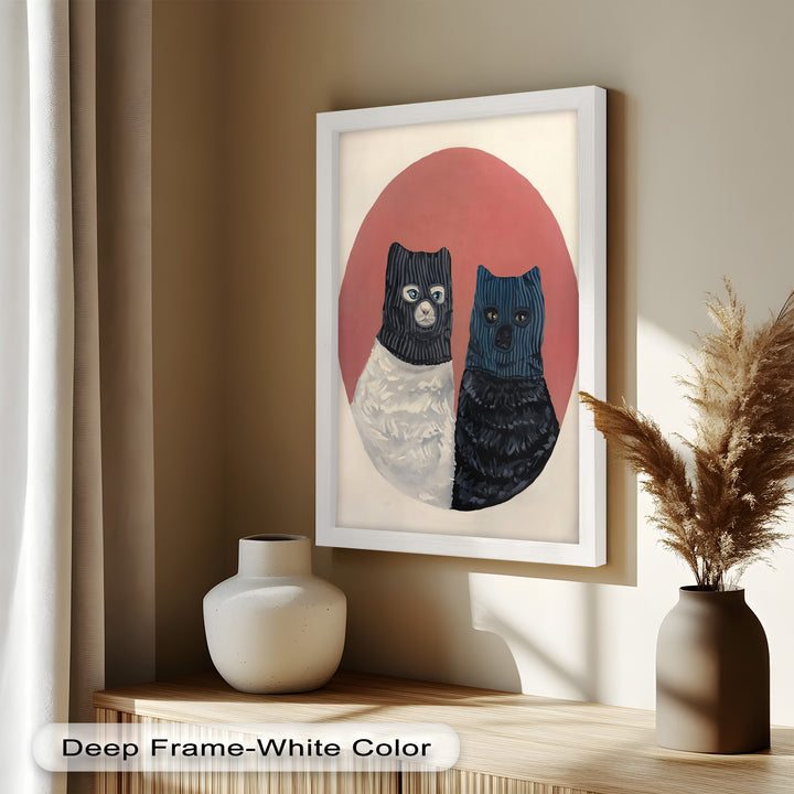Masked Companions – Contemporary Cat Oil Painting