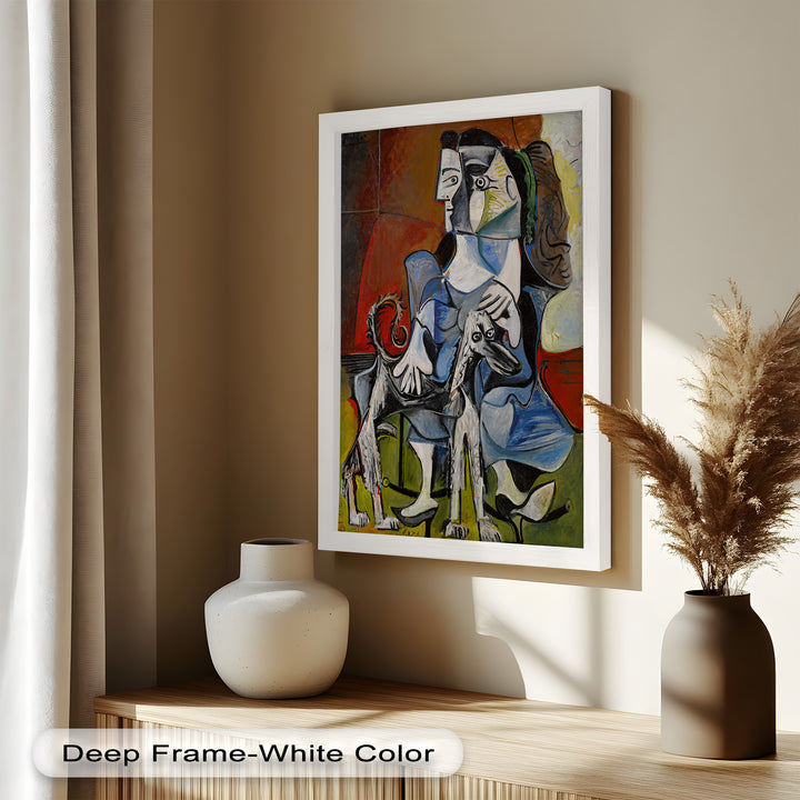 Loyal Companion – Picasso Style Woman with Dog Oil Painting