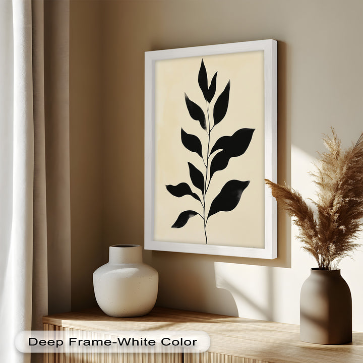 Black Botanical Minimalism – Monochrome Oil Painting