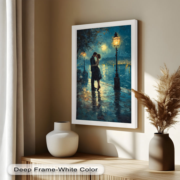 Romantic Couple Under Moonlight - Love Oil Painting
