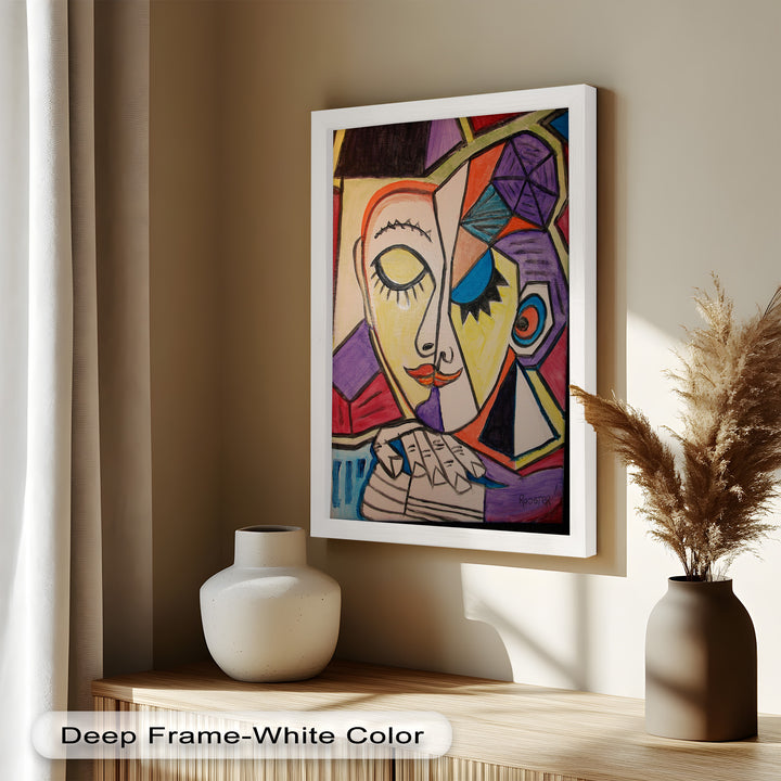 Unified Gaze – Dual Expression Abstract Picasso Oil Painting