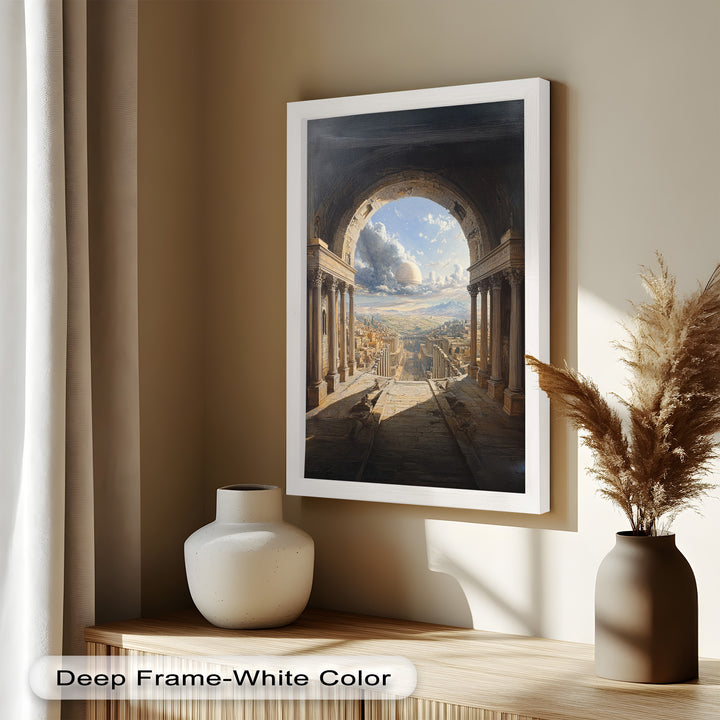 Celestial Archway over an Ancient Metropolis – Renaissance Oil Painting
