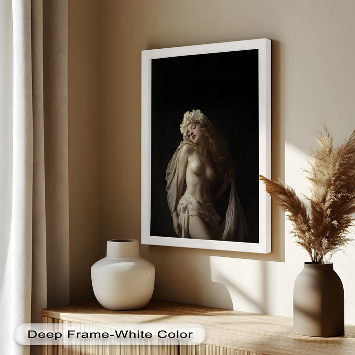 Moonlit Reverie – Classical Nude with Floral Crown Oil Painting